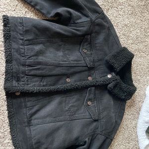 black warm jean jacket